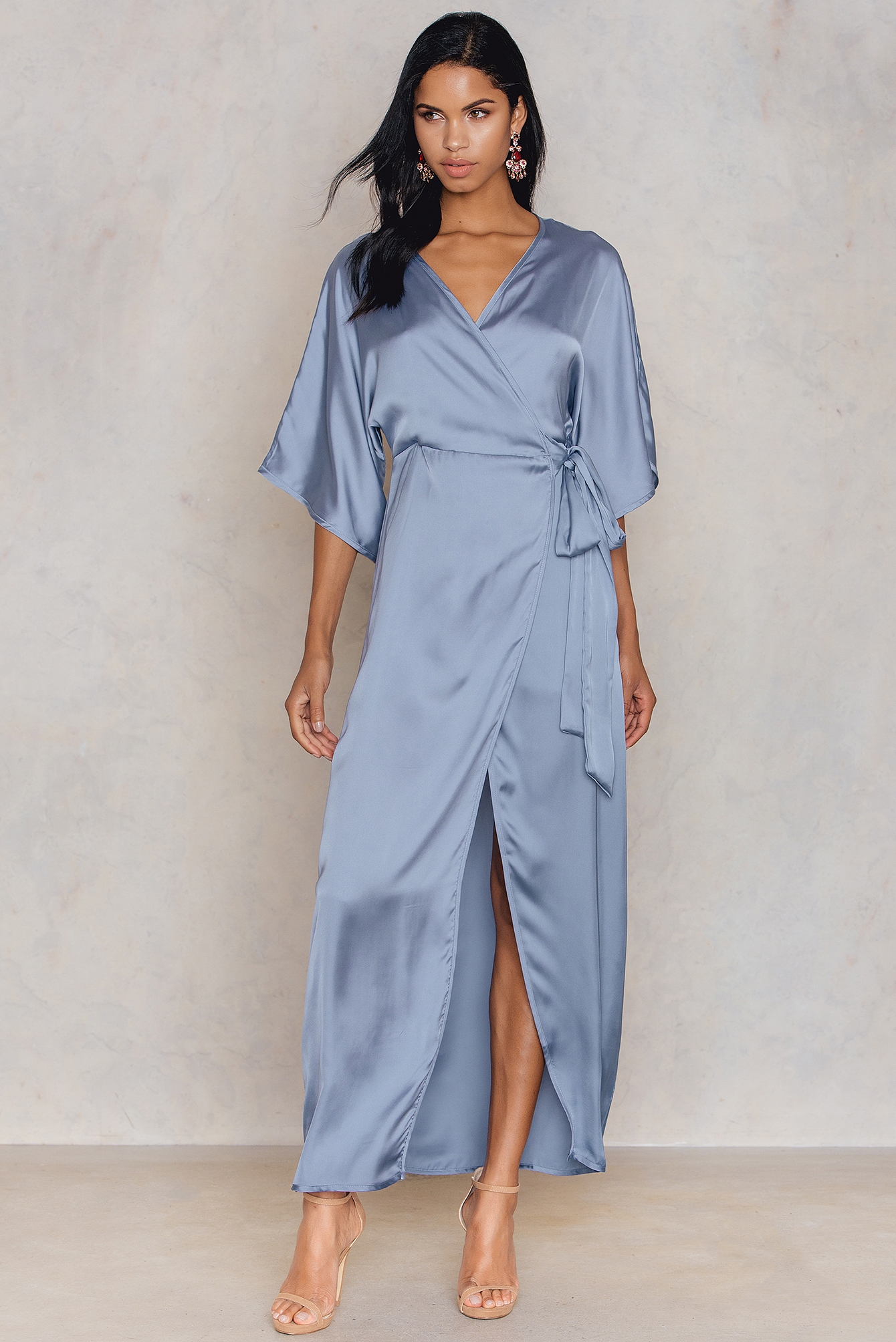Kimono Mid Sleeve Maxi Dress Blue | na ...